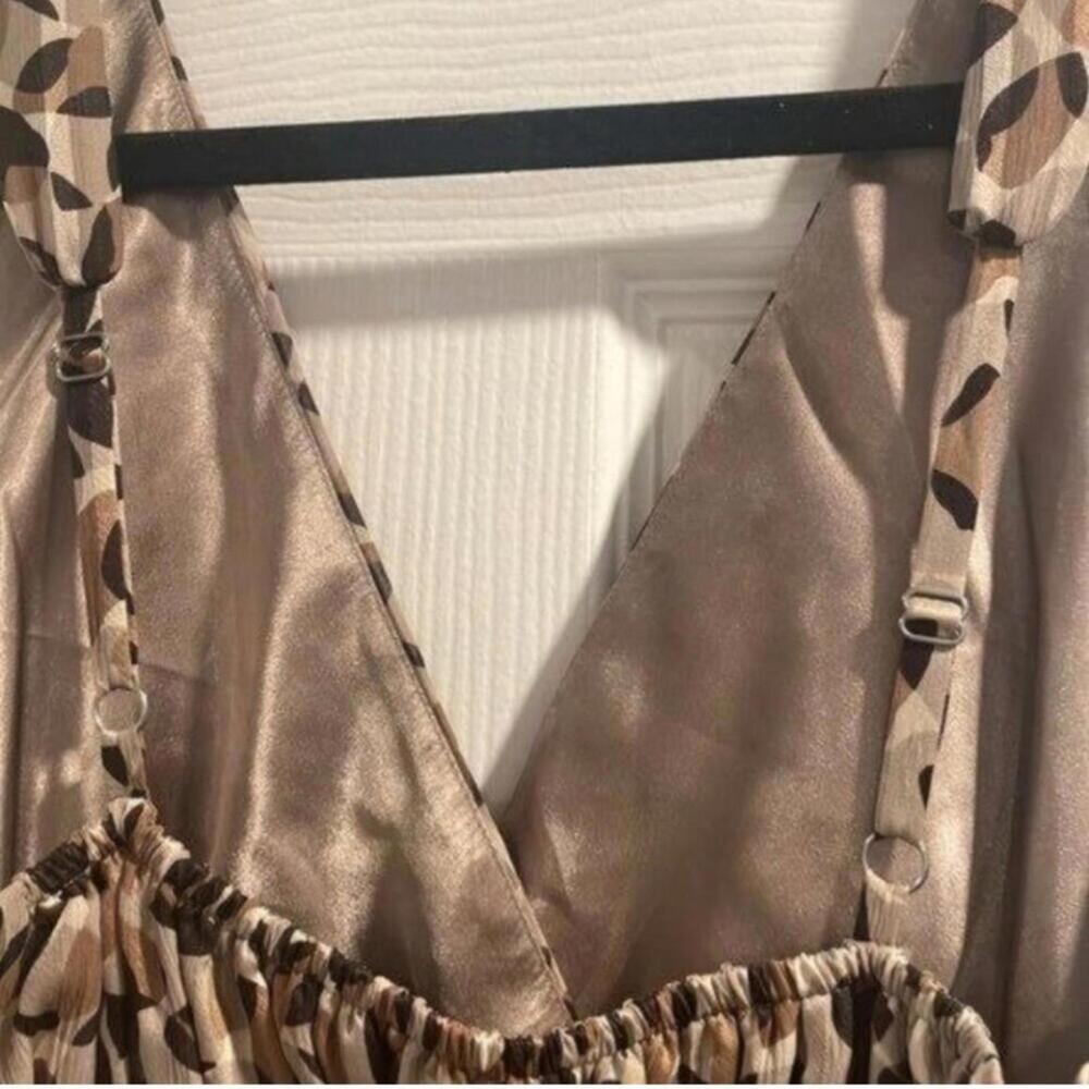 Bcbg Maxazria Brown Mixed Circular Pattern 100% S… - image 8